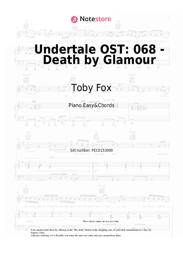 Undertale OST: 068 - Death by Glamour - Toby Fox Sheet Music Easy and Chords - Piano.Easy&Chords