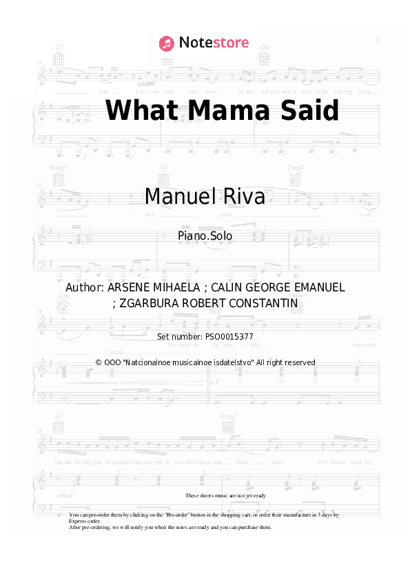 What Mama Said - Manuel Riva, Misha Miller Piano Sheet Music - Piano.Solo