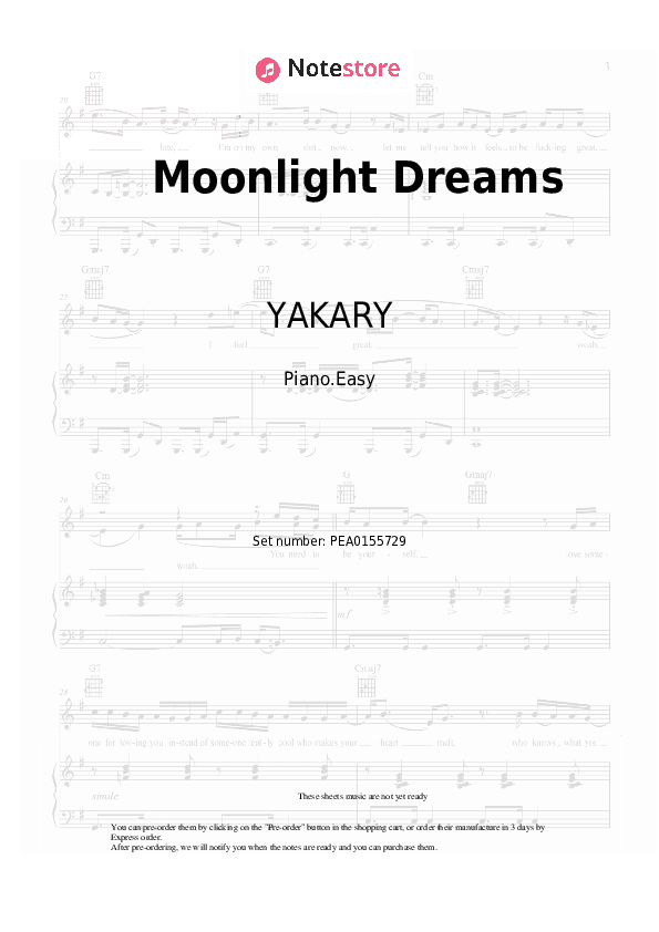 Moonlight Dreams - YAKARY, Jamule Piano Sheet Music Easy - Piano.Easy