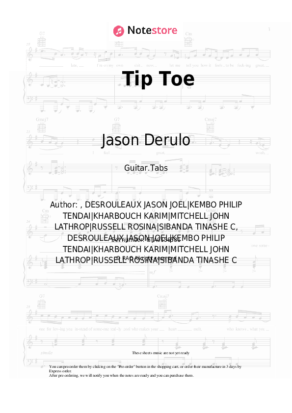 Tip Toe - Jason Derulo, French Montana Tabs - Guitar.Tabs