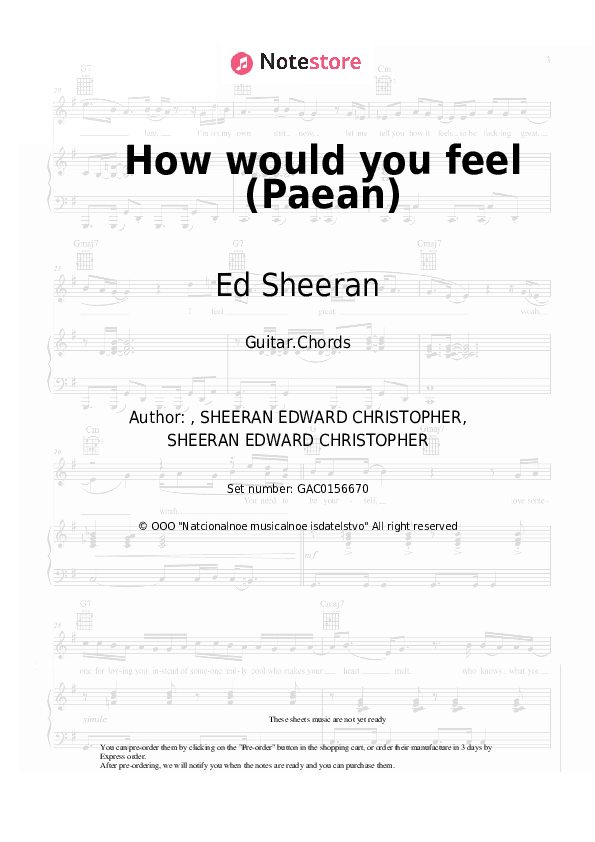 How would you feel (Paean) - Ed Sheeran Chords - Guitar.Chords