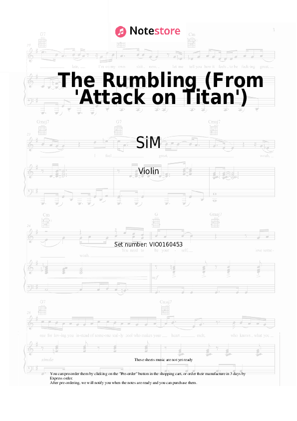 The Rumbling (From 'Attack on Titan') - SiM Violin Sheet Music - Violin