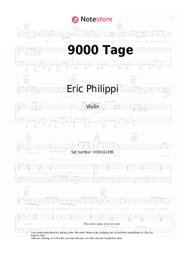 9000 Tage - Eric Philippi Violin Sheet Music - Violin