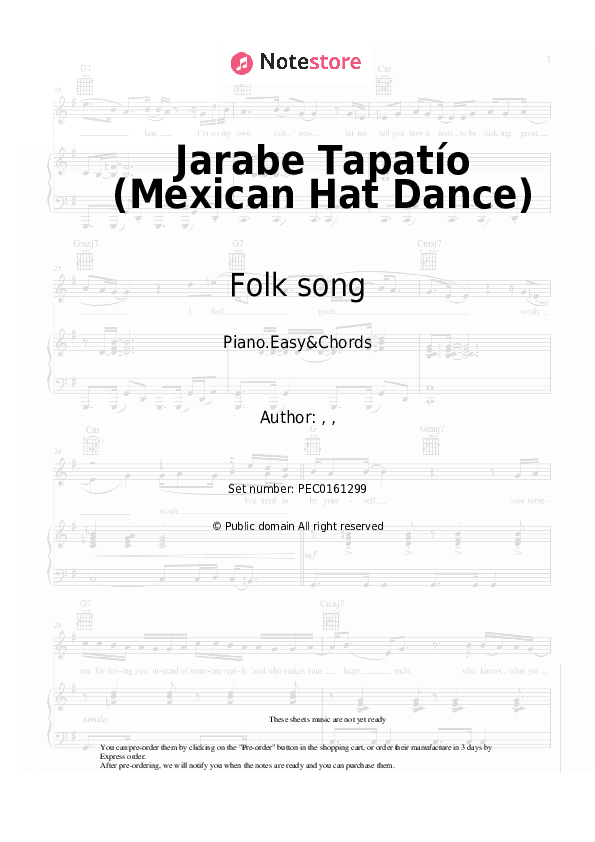 Jarabe Tapatío (Mexican Hat Dance) - Folk song Sheet Music Easy and Chords - Piano.Easy&Chords