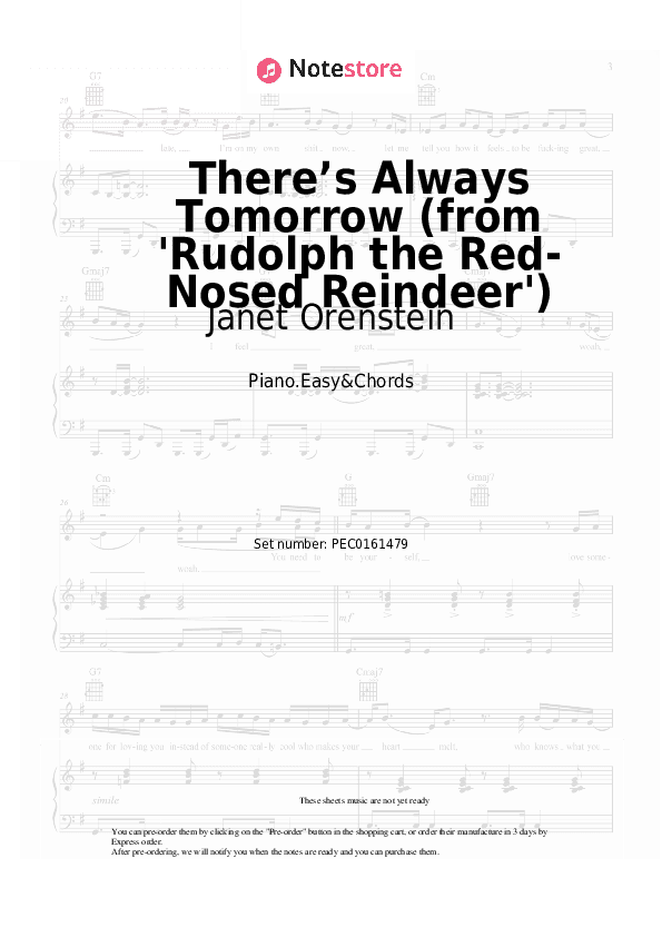 There’s Always Tomorrow (from 'Rudolph the Red-Nosed Reindeer') - Janet Orenstein Sheet Music Easy and Chords - Piano.Easy&Chords