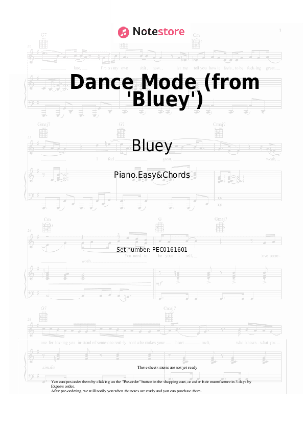 Dance Mode (from 'Bluey') - Bluey, Joff Bush Sheet Music Easy and Chords - Piano.Easy&Chords