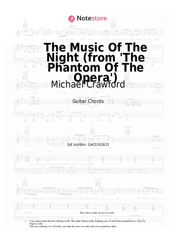 The Music Of The Night (from 'The Phantom Of The Opera') - Michael Crawford, Andrew Lloyd Webber Chords - Guitar.Chords