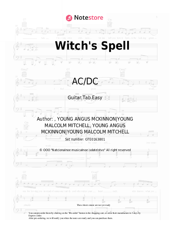 Witch's Spell - AC/DC Tabs Easy - Guitar.Tab.Easy