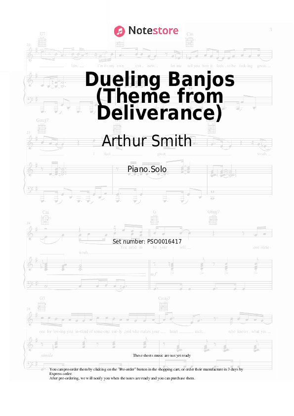 Dueling Banjos (Theme from Deliverance) - Arthur Smith Piano Sheet Music - Piano.Solo