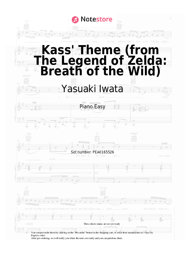 Kass' Theme (from The Legend of Zelda: Breath of the Wild) - Yasuaki Iwata Piano Sheet Music Easy - Piano.Easy