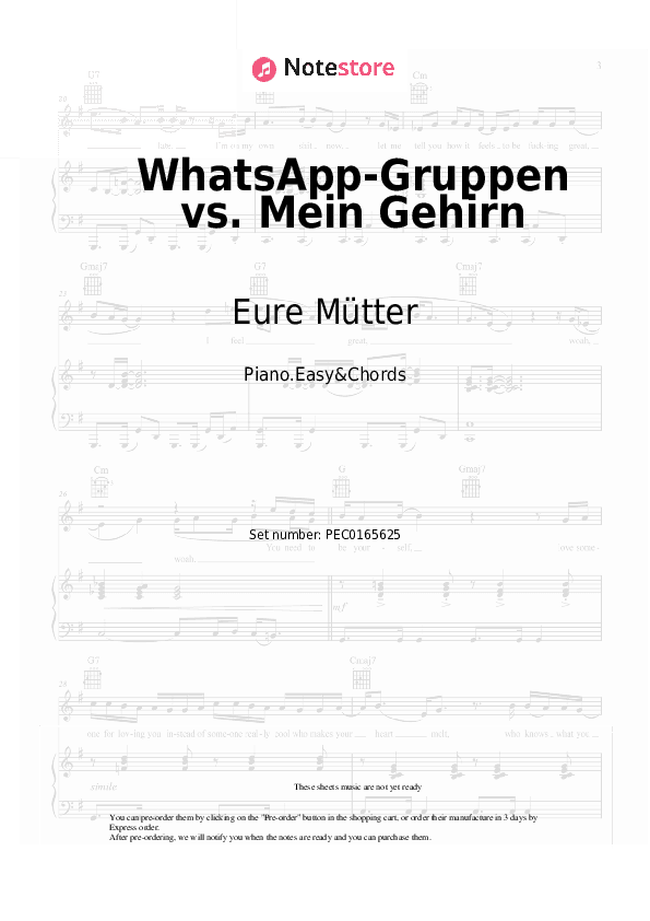 WhatsApp-Gruppen vs. Mein Gehirn - Eure Mütter Sheet Music Easy and Chords - Piano.Easy&Chords