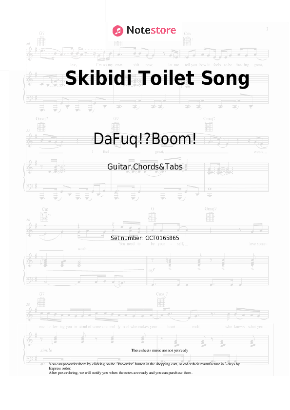 Skibidi Toilet Song - DaFuq!?Boom! Chords and Tabs - Guitar.Chords&Tabs