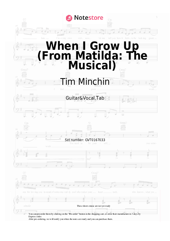 When I Grow Up (From Matilda: The Musical) - Tim Minchin Chords and Voice - Guitar&Vocal.Tab