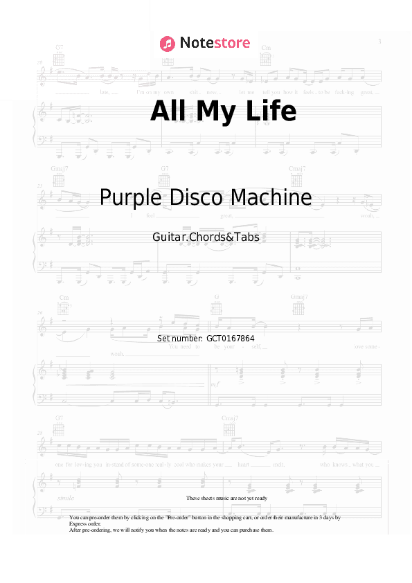All My Life - Purple Disco Machine, The Magician Chords and Tabs - Guitar.Chords&Tabs
