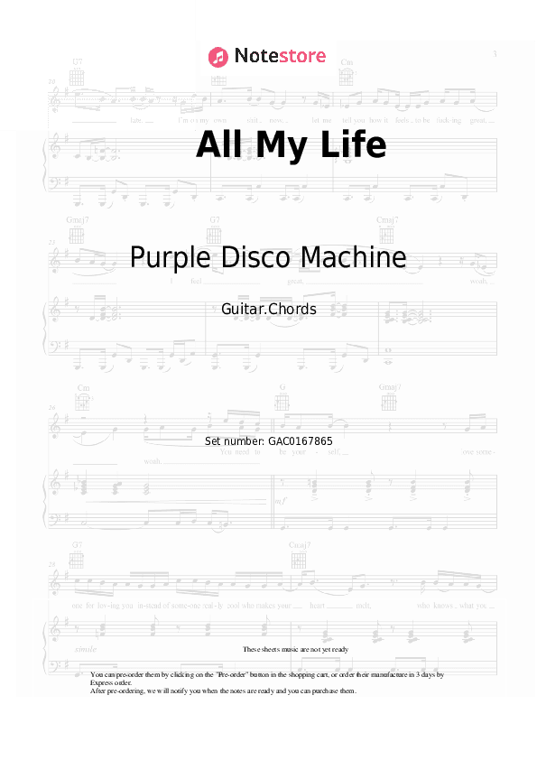All My Life - Purple Disco Machine, The Magician Chords - Guitar.Chords