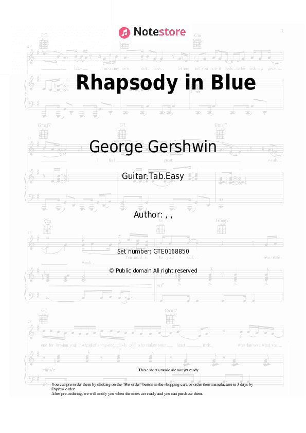 Rhapsody in Blue - George Gershwin Tabs Easy - Guitar.Tab.Easy