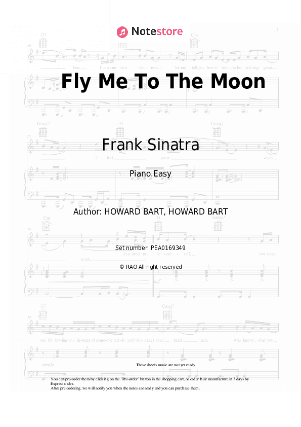 Fly Me To The Moon - Frank Sinatra Piano Sheet Music Easy - Piano.Easy