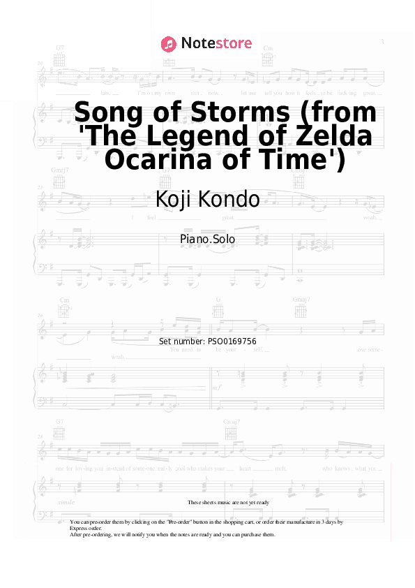 Song of Storms (from 'The Legend of Zelda Ocarina of Time') - Koji Kondo Piano Sheet Music - Piano.Solo