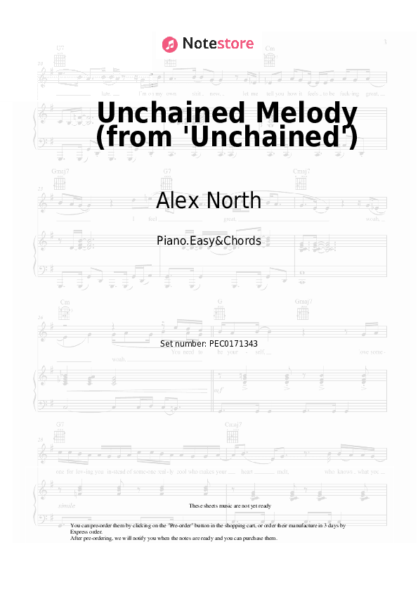 Unchained Melody (from 'Unchained') - Alex North Sheet Music Easy and Chords - Piano.Easy&Chords
