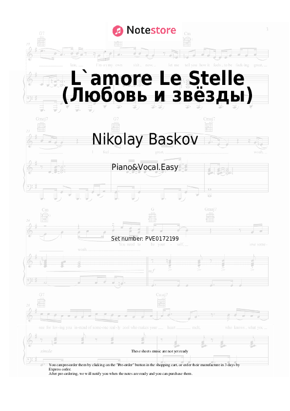 L`amore Le Stelle (Любовь и звёзды) - Nikolay Baskov Piano Sheet Music Easy and Vocal - Piano&Vocal.Easy