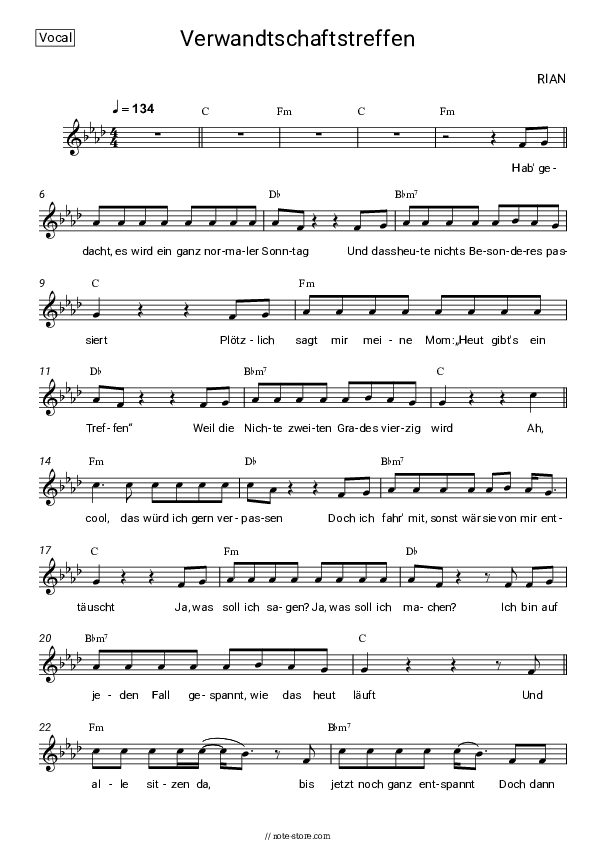 Verwandtschaftstreffen - RIAN Vocal Sheet Music - Vocal