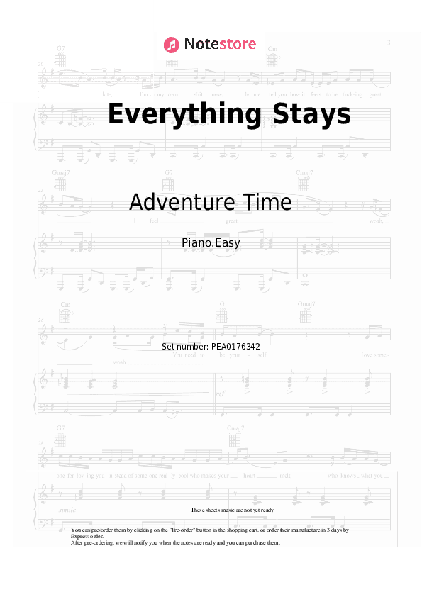 Everything Stays - Adventure Time, Olivia Olson Piano Sheet Music Easy - Piano.Easy