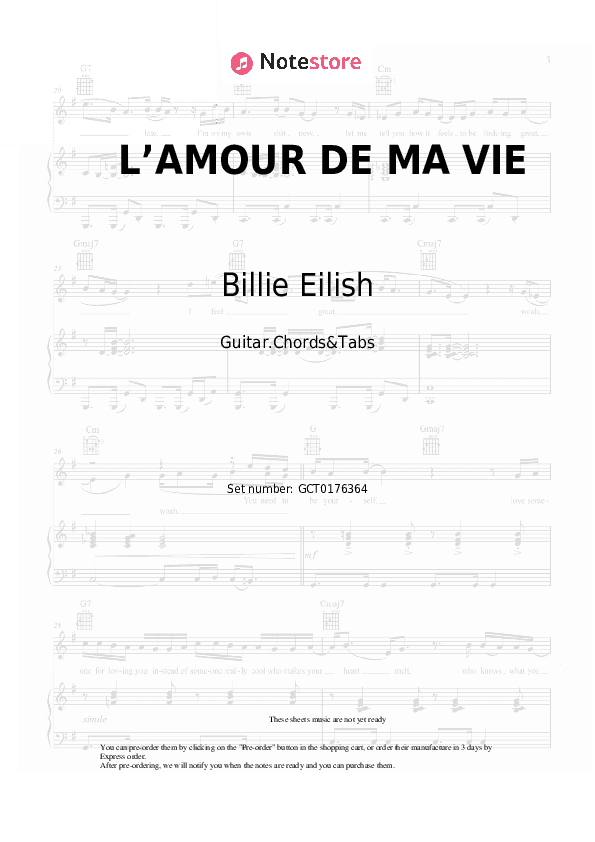 L’AMOUR DE MA VIE - Billie Eilish Chords and Tabs - Guitar.Chords&Tabs