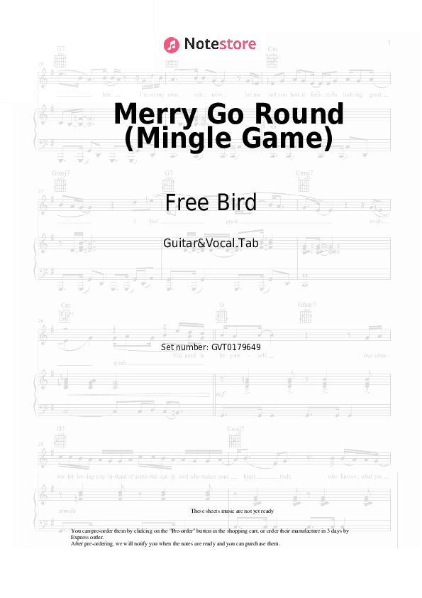 Merry Go Round (Mingle Game) - Free Bird Chords and Voice - Guitar&Vocal.Tab