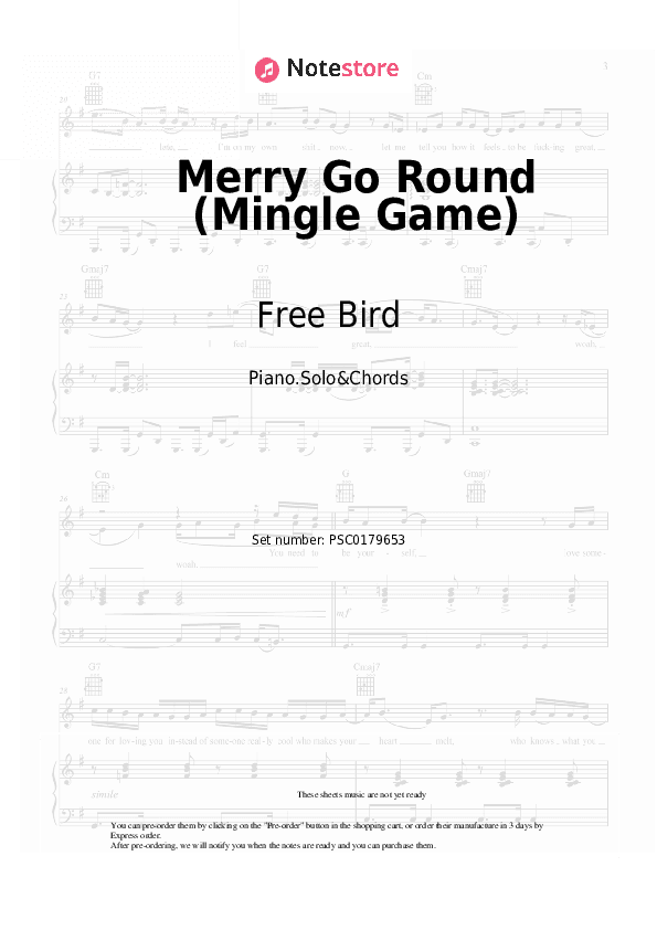 Merry Go Round (Mingle Game) - Free Bird Piano Sheet Music and Chords - Piano.Solo&Chords