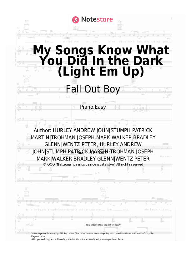 My Songs Know What You Did In the Dark (Light Em Up) - Fall Out Boy Piano Sheet Music Easy - Piano.Easy