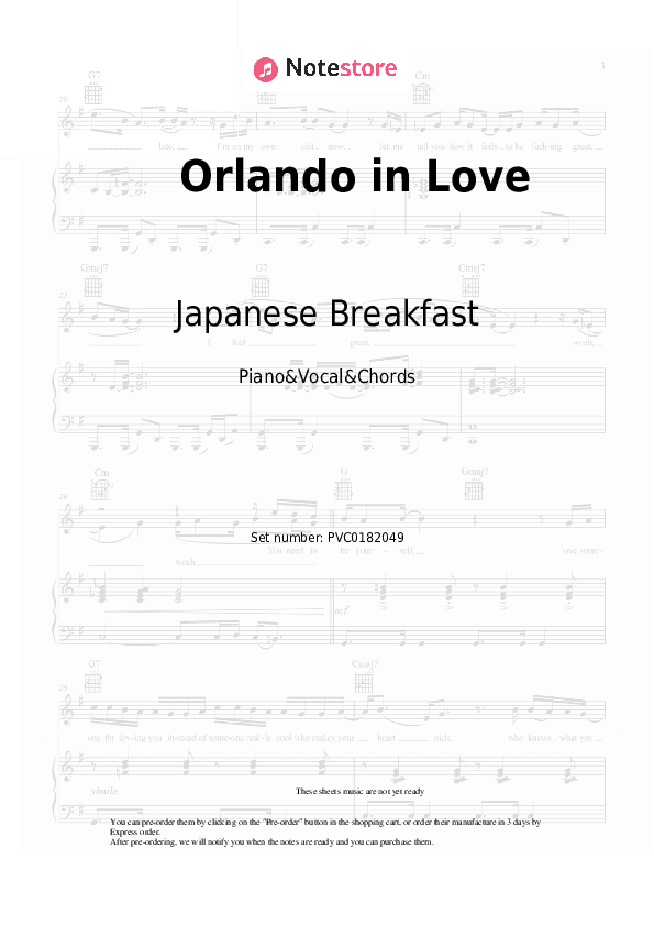 Orlando in Love - Japanese Breakfast Piano Sheet Music with the Vocal and Chords - Piano&Vocal&Chords