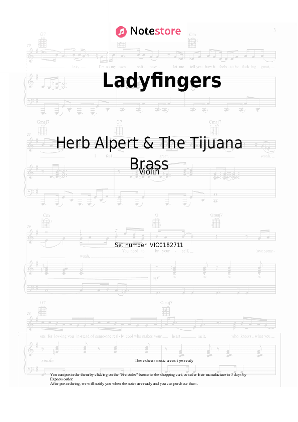 Ladyfingers - Herb Alpert & The Tijuana Brass Violin Sheet Music - Violin