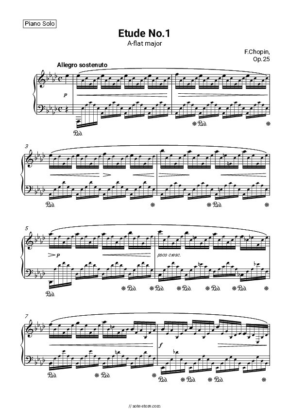 Étude Op. 25, No. 1 in A-flat major - Frederic Chopin Piano Sheet Music - Piano.Solo