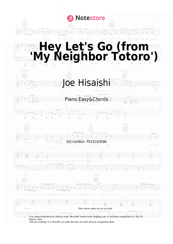 Hey Let's Go (from 'My Neighbor Totoro') - Joe Hisaishi Sheet Music Easy and Chords - Piano.Easy&Chords