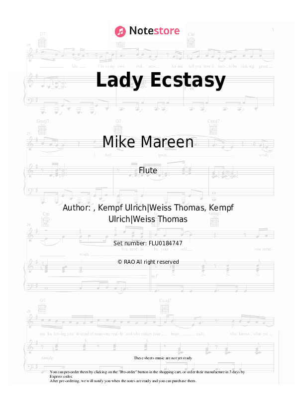 Lady Ecstasy - Mike Mareen Flute Sheet Music - Flute