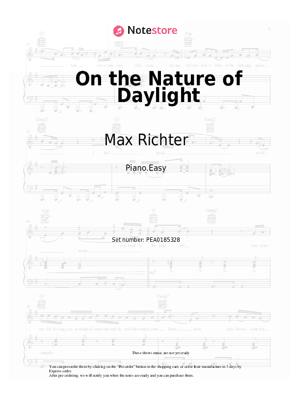 On the Nature of Daylight - Max Richter Piano Sheet Music Easy - Piano.Easy