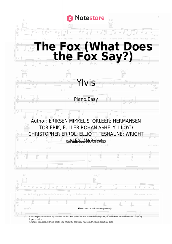 The Fox (What Does the Fox Say?) - Ylvis Piano Sheet Music Easy - Piano.Easy