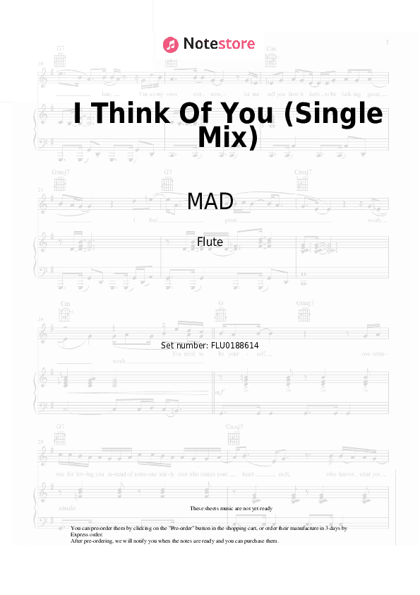 I Think Of You (Single Mix) - MAD Flute Sheet Music - Flute