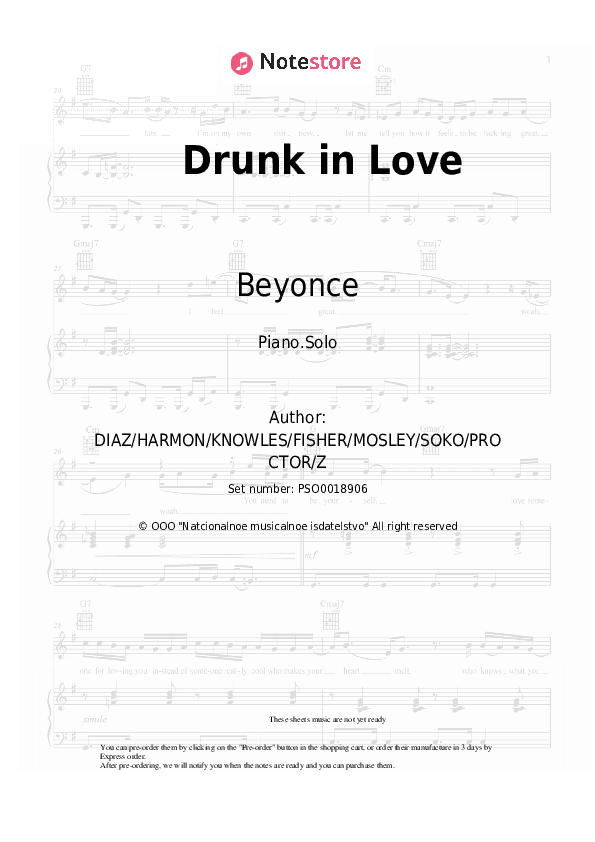 Drunk in Love - Beyonce, Jay-Z Piano Sheet Music - Piano.Solo