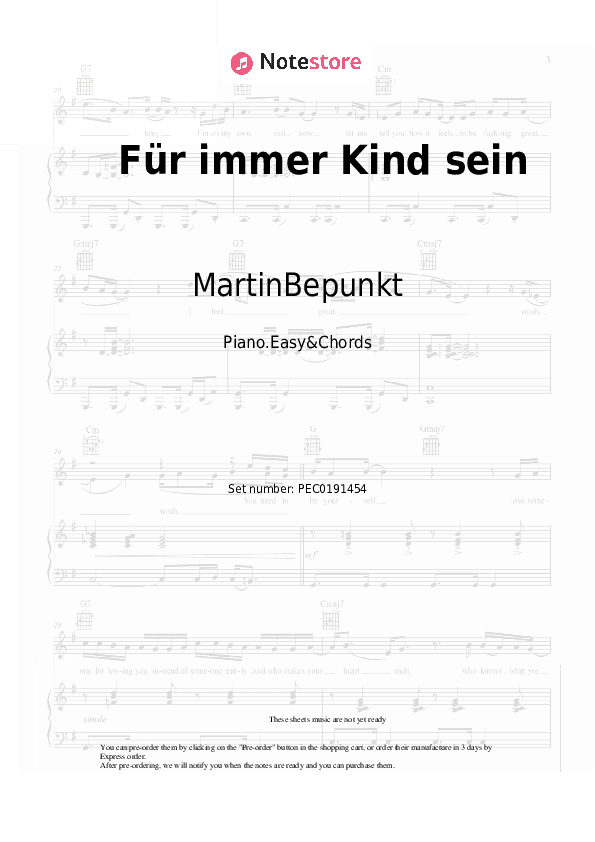 Für immer Kind sein - MartinBepunkt Sheet Music Easy and Chords - Piano.Easy&Chords