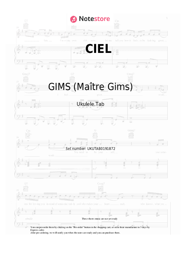 CIEL - GIMS (Maître Gims) Sheet Music - Ukulele.Tab