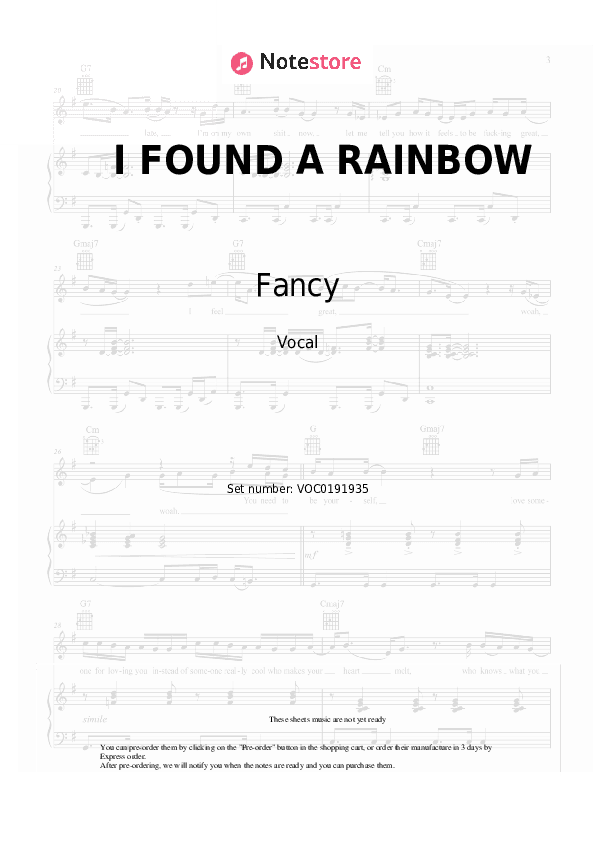 I FOUND A RAINBOW - Fancy, Lian Ross Vocal Sheet Music - Vocal