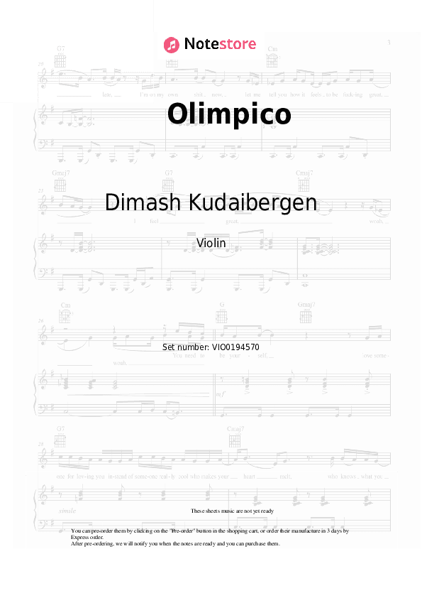 Olimpico - Dimash Kudaibergen Violin Sheet Music - Violin