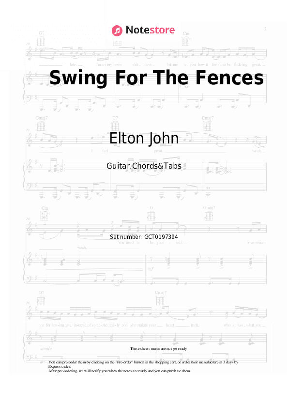 Swing For The Fences - Elton John, Brandi Carlile Chords and Tabs - Guitar.Chords&Tabs