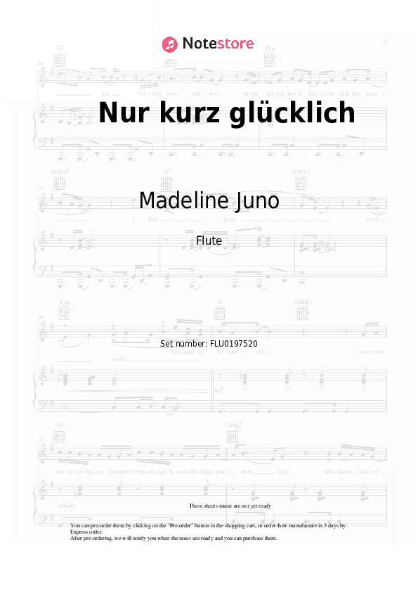 Nur kurz glücklich - Madeline Juno, Max Giesinger Flute Sheet Music - Flute