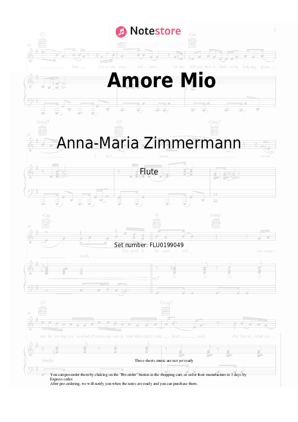 Amore Mio - Anna-Maria Zimmermann Flute Sheet Music - Flute