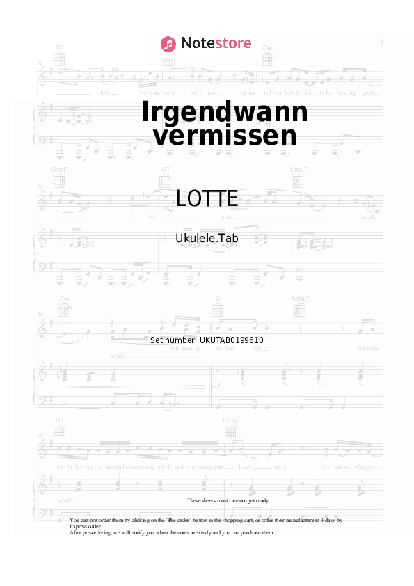 Irgendwann vermissen - LOTTE Sheet Music - Ukulele.Tab