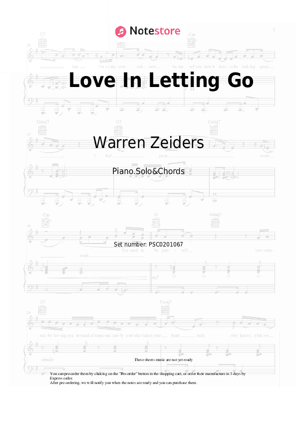 Love In Letting Go - Warren Zeiders, Lanie Gardner Piano Sheet Music and Chords - Piano.Solo&Chords