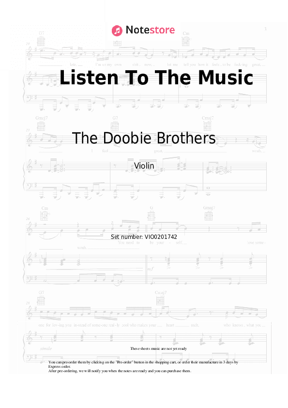 Listen To The Music - The Doobie Brothers Violin Sheet Music - Violin