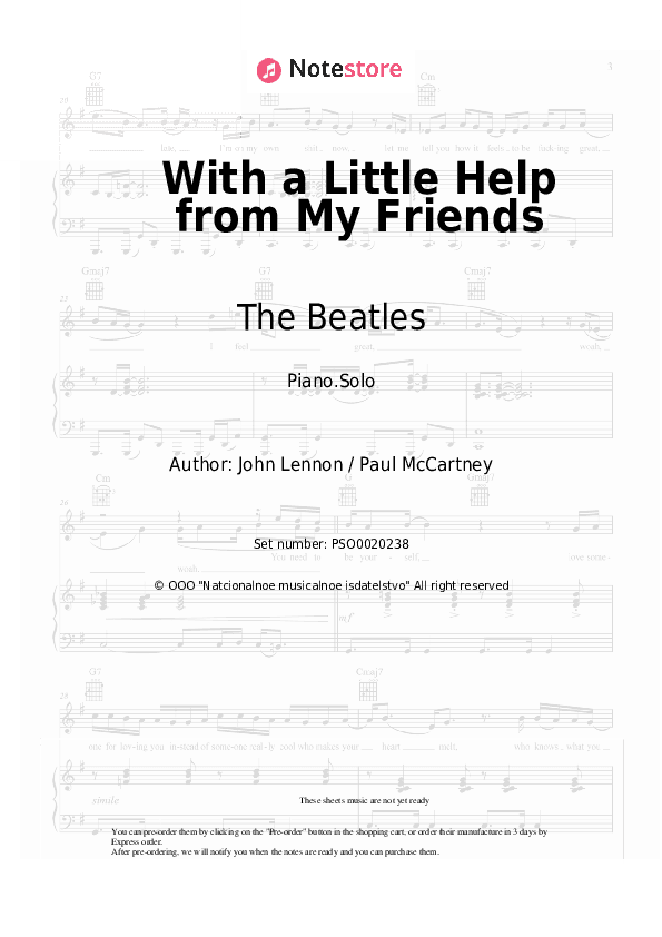 With a Little Help from My Friends - The Beatles Piano Sheet Music - Piano.Solo